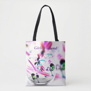 Light Airy Orchids Glass Overlay "Girls Weekend" Tote Bag