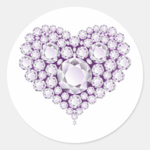 Light Amethyst Heart Gems Classic Round Sticker
