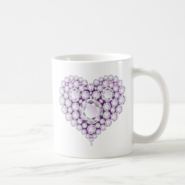 Light Amethyst Heart Gems Coffee Mug (Right)