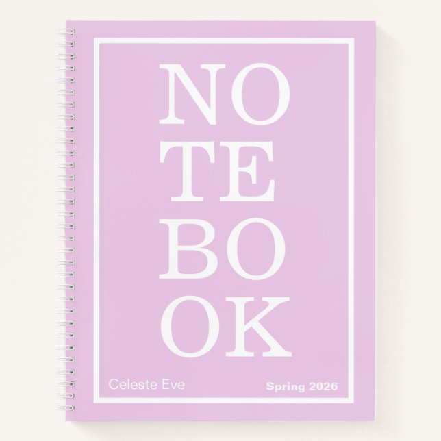 Light Amethyst Purple Modern Big "NOTEBOOK" Notebook (Front)