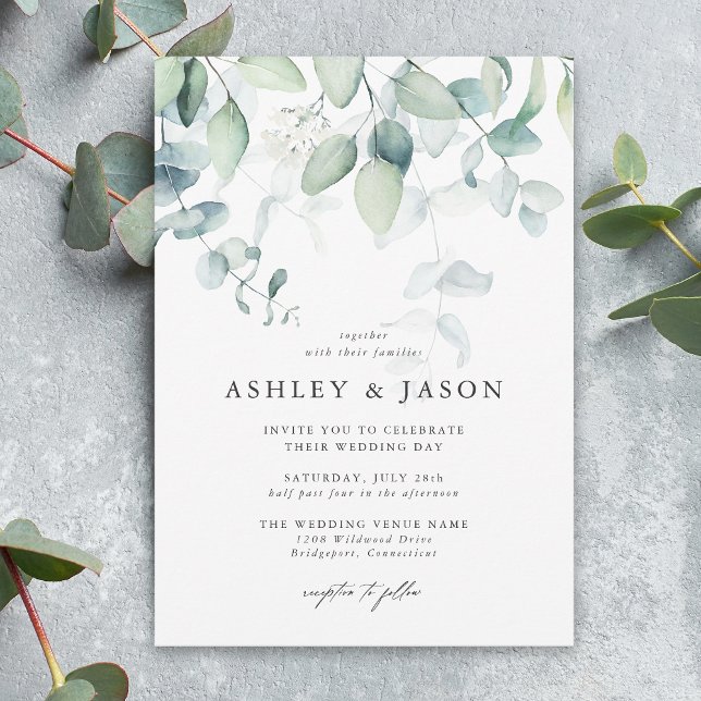 Light and Airy Eucalyptus Greenery Wedding Invitation (Creator Uploaded)