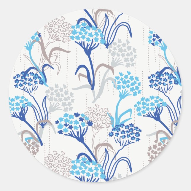 Light and Airy Hydrangea Floral Pattern Classic Round Sticker (Front)