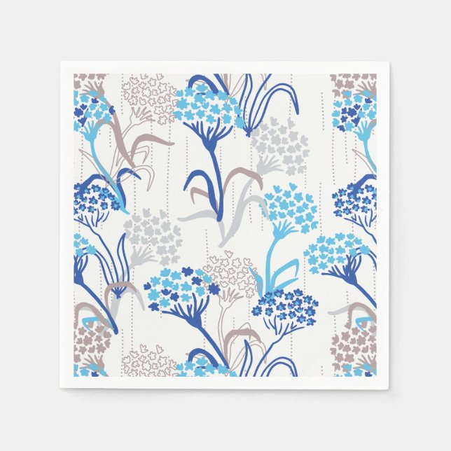 Light and Airy Hydrangea Floral Pattern Napkin (Front)
