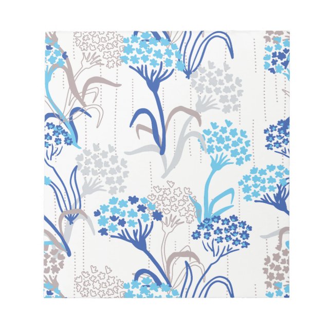 Light and Airy Hydrangea Floral Pattern Notepad (Front)