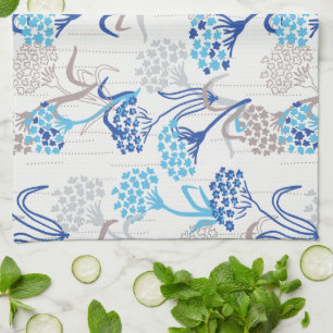 Light and Airy Hydrangea Floral Pattern Tea Towel