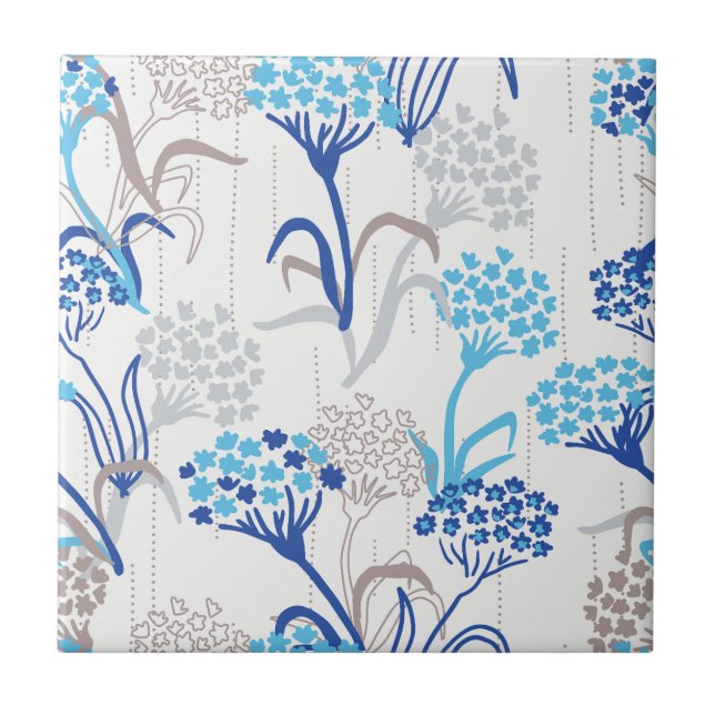 Light and Airy Hydrangea Floral Pattern Tile (Front)