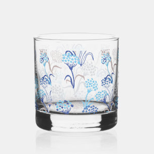 Light and Airy Hydrangea Floral Pattern Whiskey Glass