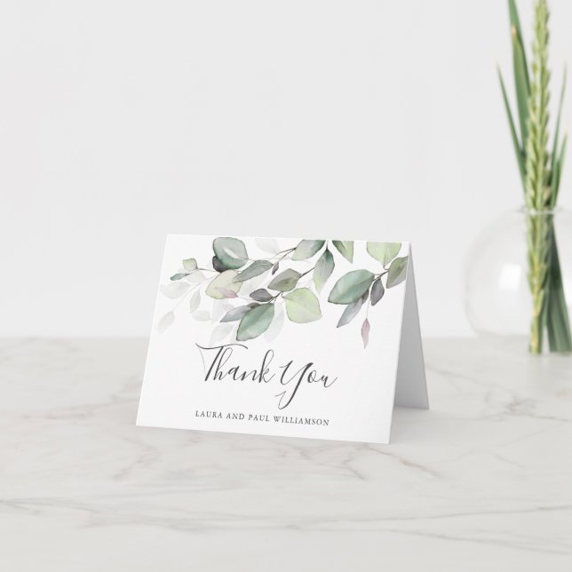 Light and Airy Watercolor Botanical Thank You (Front)