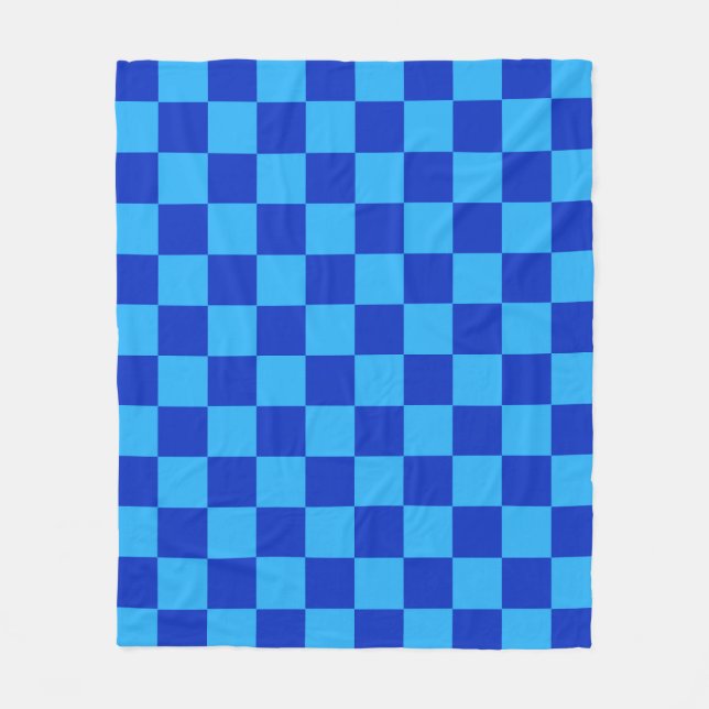 Light and Dark Blue Chequered Design  Fleece Blanket (Front)