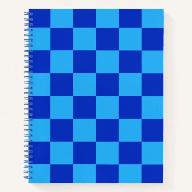Light and Dark Blue Chequered Design  Notebook (Front)