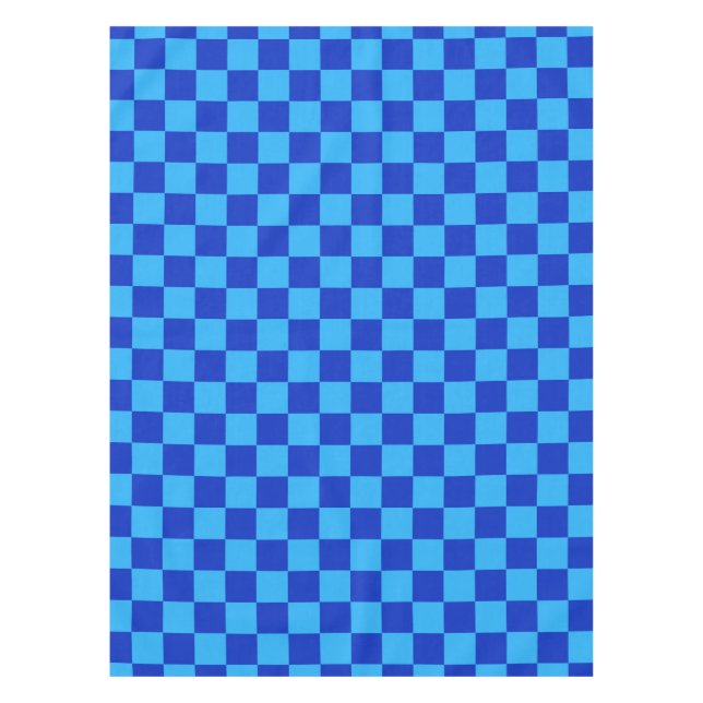 Light and Dark Blue Chequered Design  Tablecloth (Front)