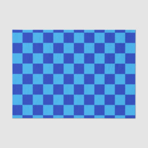 Light and Dark Blue Chequered Design Tissue Paper