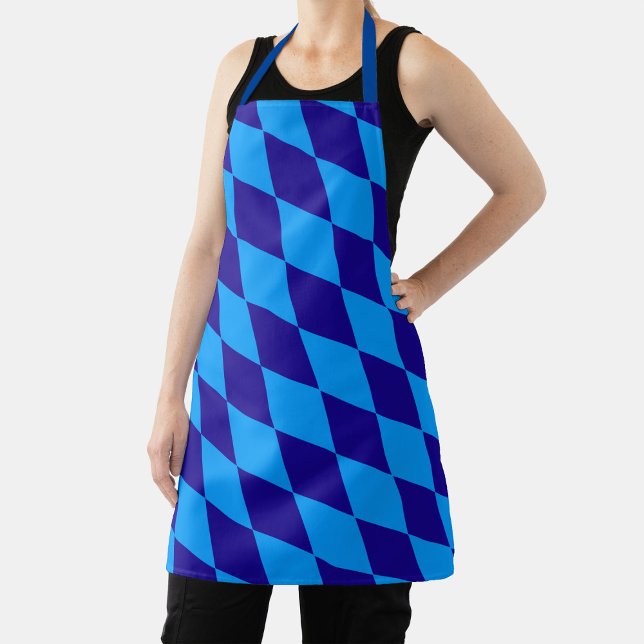 Light and Dark Blue Harlequin Diamonds Checkers  Apron (Creator Uploaded)