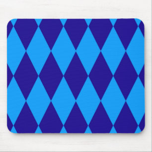 Light and Dark Blue Harlequin Diamonds Checkers  Mouse Mat