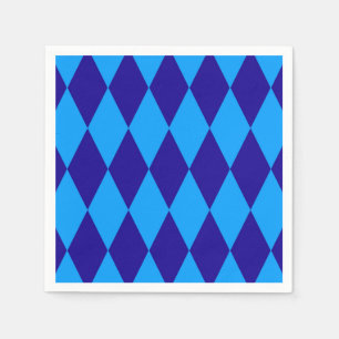 Light and Dark Blue Harlequin Diamonds Checkers Napkin