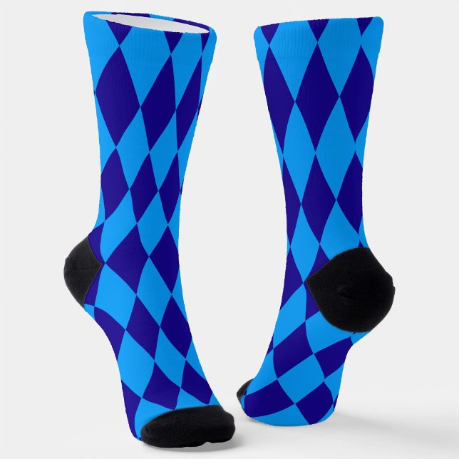 Light and Dark Blue Harlequin Diamonds Checkers  Socks (Creator Uploaded)