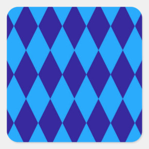 Light and Dark Blue Harlequin Diamonds Checkers Square Sticker