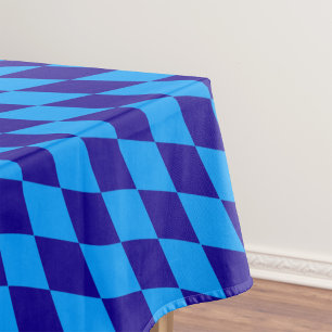 Light and Dark Blue Harlequin Diamonds Checkers Tablecloth