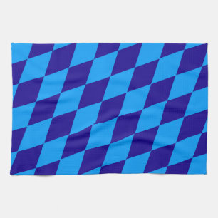 Light and Dark Blue Harlequin Diamonds Checkers Tea Towel