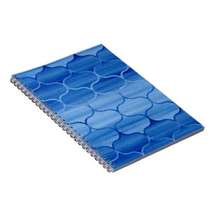 Light and Dark Blue Painted Ogee Design Notebook