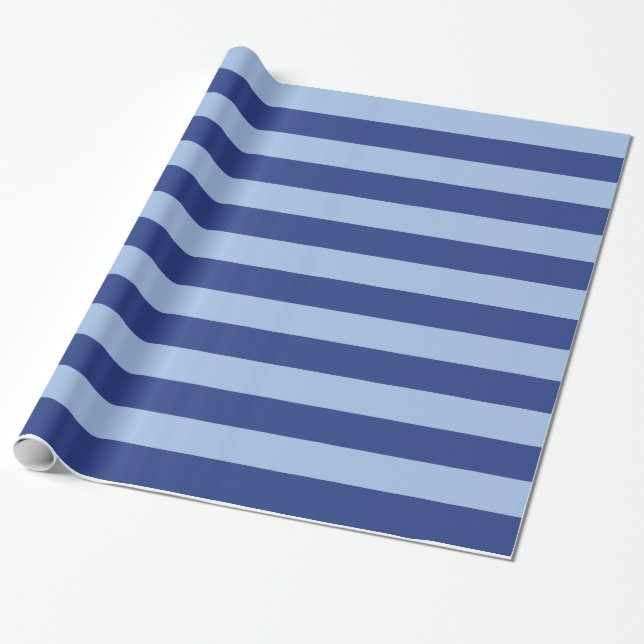 Light and Dark Blue Striped Wrapping Paper (Unrolled)