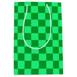 Light and Dark Green Chequered Design  Medium Gift Bag