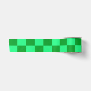 Light and Dark Green Chequered Design Satin Ribbon