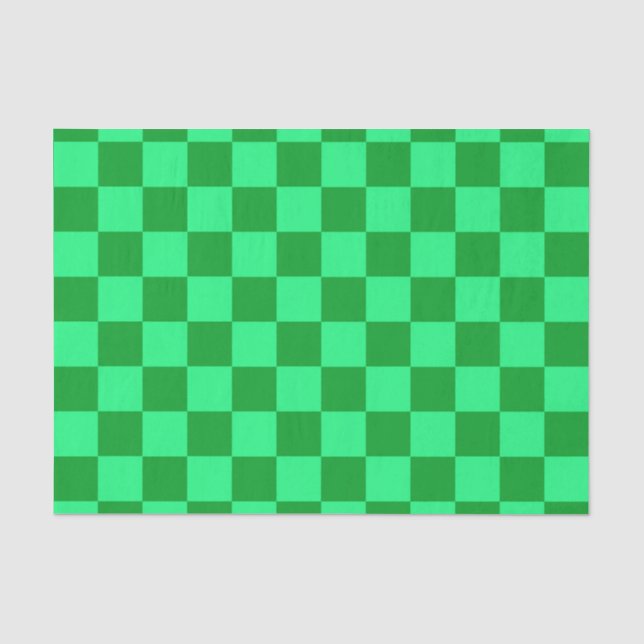 Light and Dark Green Chequered Design  Tissue Paper (Front)