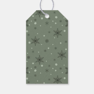 Light and Dark Green Snowflakes Gift Tag