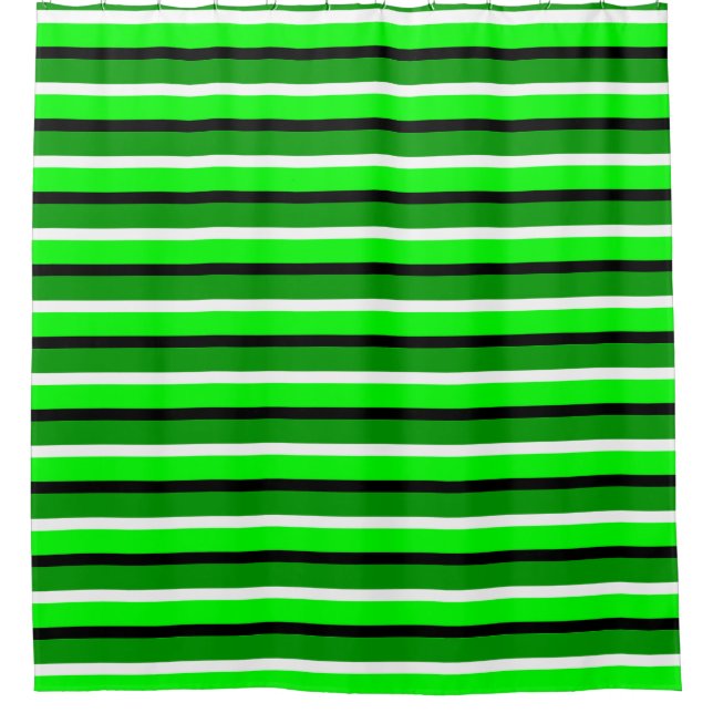 Light and Dark Green Stripes Pattern Shower Curtain (Front)