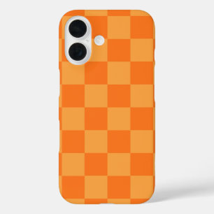 Light and Dark Orange Chequered Design  iPhone 16 Case