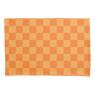 Light and Dark Orange Chequered Design Pillowcase