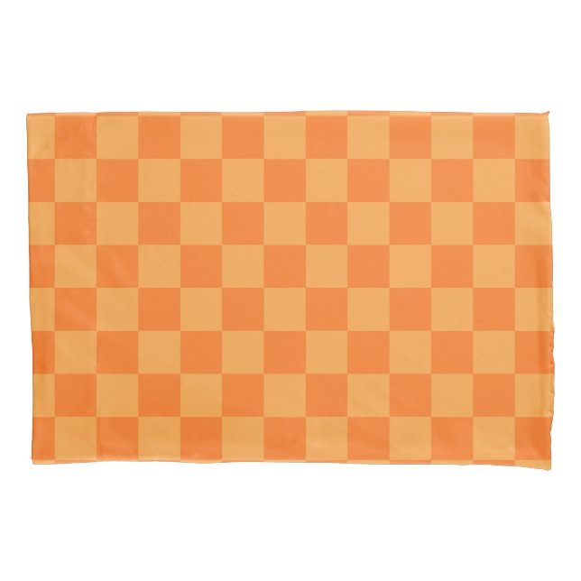 Light and Dark Orange Chequered Design  Pillowcase (Front)