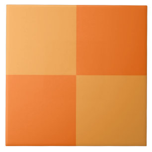 Light and Dark Orange Chequered Design  Tile