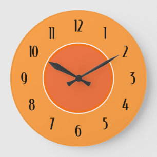 Light and Dark Orange Deco Black Numbers Clock