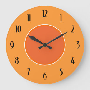 Light and Dark Orange Deco Black Numbers Clock