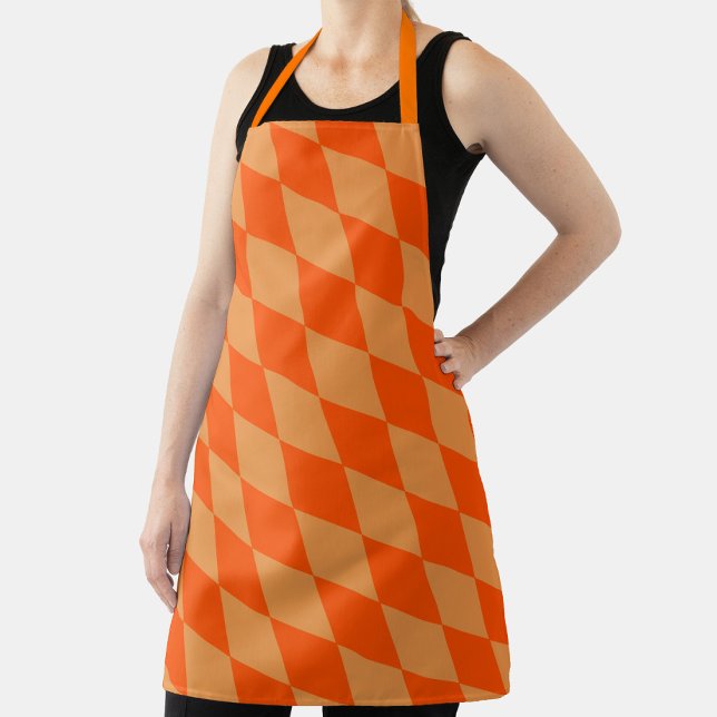 Light and Dark Orange Harlequin Diamonds Checkers  Apron (Creator Uploaded)