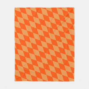 Light and Dark Orange Harlequin Diamonds Checkers  Fleece Blanket