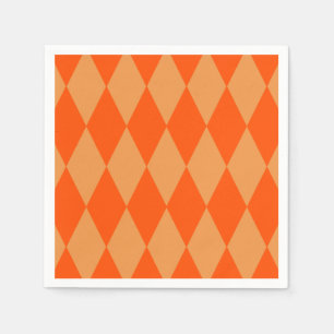 Light and Dark Orange Harlequin Diamonds Checkers Napkin