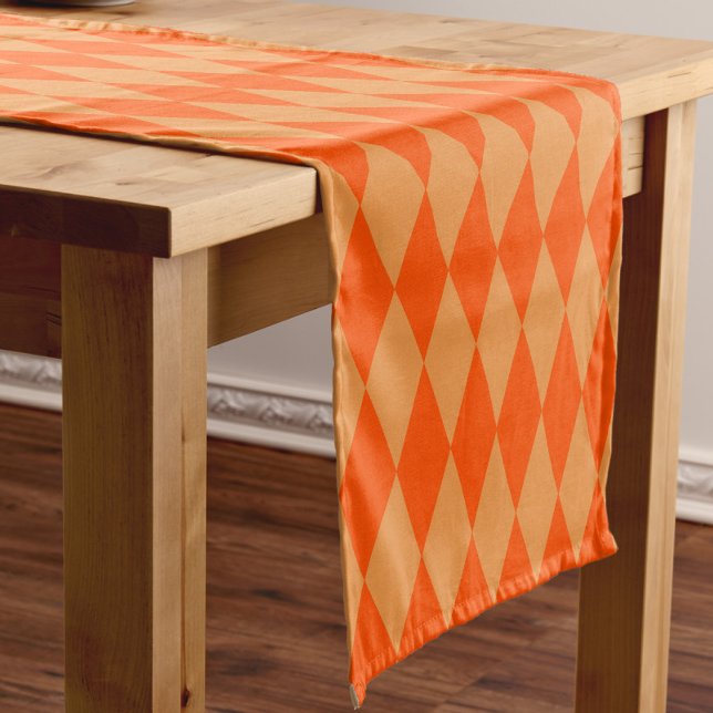 Light and Dark Orange Harlequin Diamonds Checkers  Short Table Runner (Creator Uploaded)