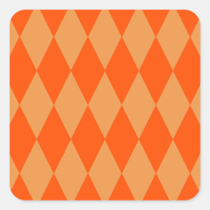 Light and Dark Orange Harlequin Diamonds Checkers Square Sticker