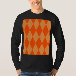 Light and Dark Orange Harlequin Diamonds Checkers T-Shirt