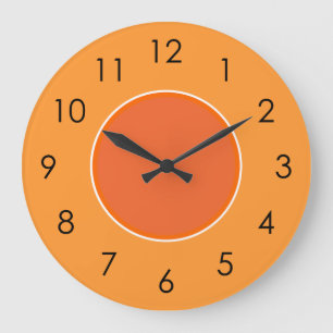 Light and Dark Orange Large Black Numbers Clock