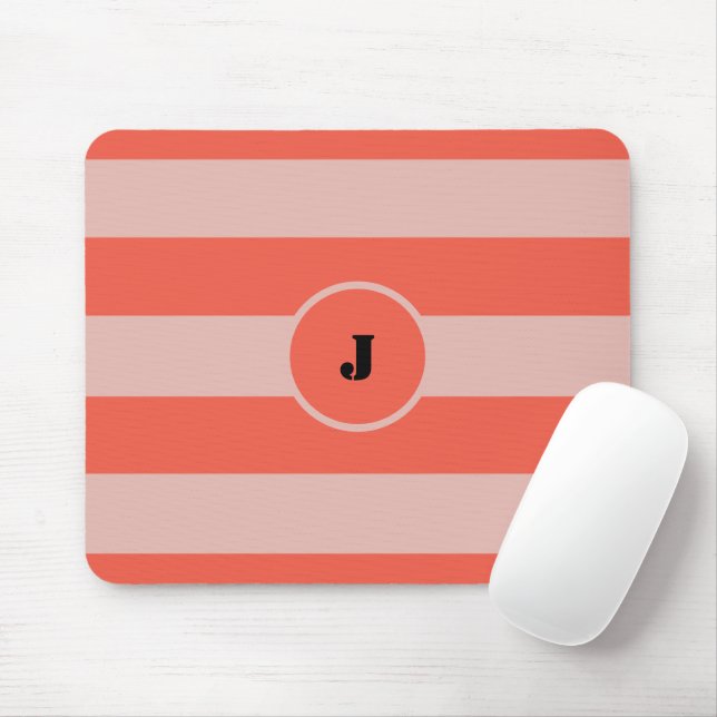 Light and Dark Orange Stripes Mouse Mat (With Mouse)