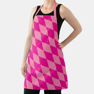 Light and Dark Pink Harlequin Diamonds Checkers Apron