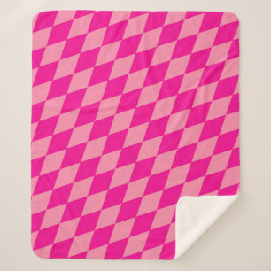 Light and Dark Pink Harlequin Diamonds Checkers Sherpa Blanket
