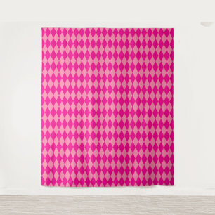 Light and Dark Pink Harlequin Diamonds Checkers Tapestry