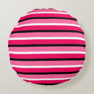 Light and Dark Pink Stripes Pattern Round Cushion