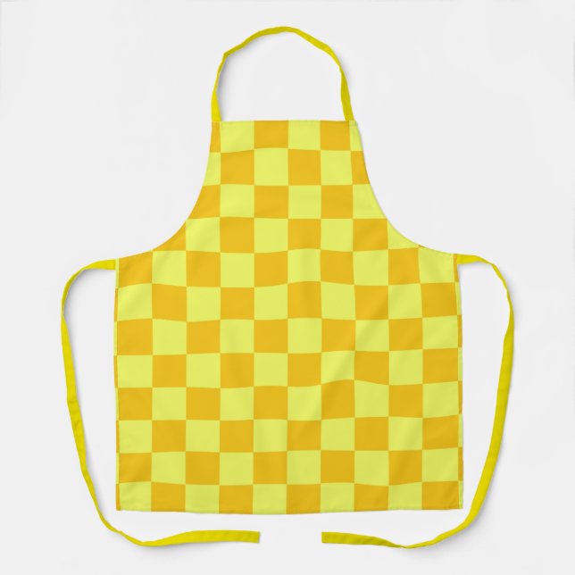 Light and Dark Yellow Chequered Design  Apron (Front)