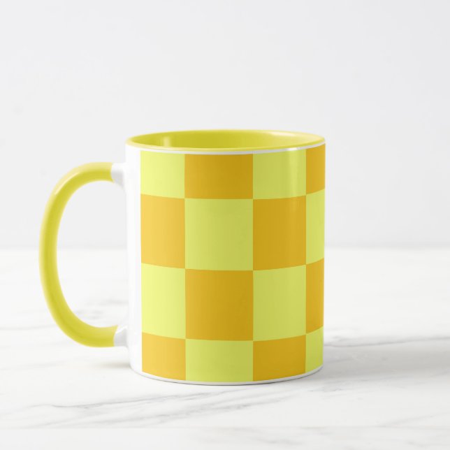 Light and Dark Yellow Chequered Design  Mug (Left)